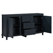 Retro solid wood buffet cabinet with 2 storage cabinets in antique black by La Spezia additional picture 10