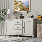Retro solid wood buffet cabinet with 2 storage cabinets in antique white by La Spezia additional picture 13