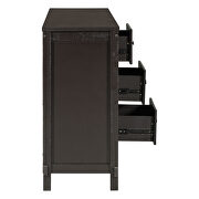 Retro solid wood buffet cabinet with 2 storage cabinets in espresso by La Spezia additional picture 12