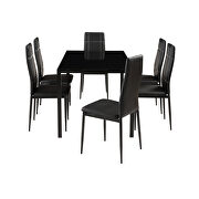 7 piece kitchen dining set, glass table top with 6 leather chairs by La Spezia additional picture 12