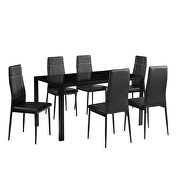 7 piece kitchen dining set, glass table top with 6 leather chairs by La Spezia additional picture 5