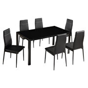7 piece kitchen dining set, glass table top with 6 leather chairs by La Spezia additional picture 10