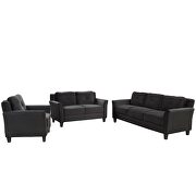 Black fabric u-style button tufted 3-piece chair, loveseat and sofa set by La Spezia additional picture 2