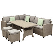 5 piece outdoor conversation set all weather wicker sectional sofa couch dining table chair with ottoman by La Spezia additional picture 11