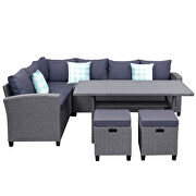 5 piece outdoor conversation set all weather wicker sectional sofa couch dining table chair with ottoman additional photo 2 of 17
