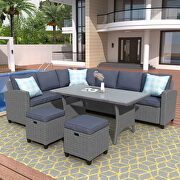 5 piece outdoor conversation set all weather wicker sectional sofa couch dining table chair with ottoman by La Spezia additional picture 18