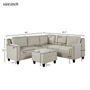 U_style 2 piece rivet beige linen-like fabric upholstered set with cushions additional photo 2 of 8