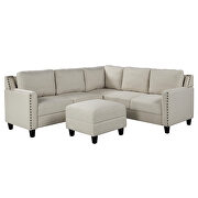 U_style 2 piece rivet beige linen-like fabric upholstered set with cushions by La Spezia additional picture 7