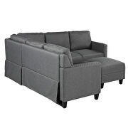 U_style 2 piece rivet gray linen-like fabric upholstered set with cushions additional photo 4 of 8