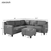 U_style 2 piece rivet gray linen-like fabric upholstered set with cushions additional photo 5 of 8