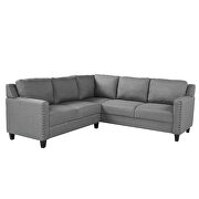 U_style 2 piece rivet gray linen-like fabric upholstered set with cushions by La Spezia additional picture 9
