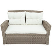 U-style patio furniture 4 piece wicker conversation set w/ beige cushions by La Spezia additional picture 3