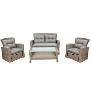 U-style patio furniture 4 piece wicker conversation set w/ gray cushions by La Spezia additional picture 8