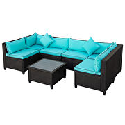 U-shape sectional outdoor furniture set w/ blue cushions by La Spezia additional picture 17