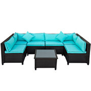 U-shape sectional outdoor furniture set w/ blue cushions by La Spezia additional picture 8