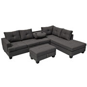 Dark gray l-shape sofa sectional matching storage ottoman and cup holders by La Spezia additional picture 12
