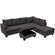 Dark gray l-shape sofa sectional matching storage ottoman and cup holders additional photo 4 of 12