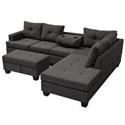 Dark gray l-shape sofa sectional matching storage ottoman and cup holders by La Spezia additional picture 6
