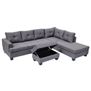 Gray l-shape sofa sectional matching storage ottoman and cup holders additional photo 2 of 12