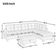 Gray l-shape sofa sectional matching storage ottoman and cup holders additional photo 5 of 12