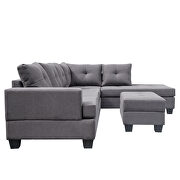 Gray l-shape sofa sectional matching storage ottoman and cup holders by La Spezia additional picture 6