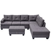 Gray l-shape sofa sectional matching storage ottoman and cup holders by La Spezia additional picture 7