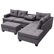 Gray l-shape sofa sectional matching storage ottoman and cup holders by La Spezia additional picture 9