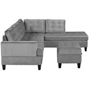 U-style gray fabric upholstery sectional sofa with storage ottoman additional photo 2 of 14