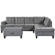 U-style gray fabric upholstery sectional sofa with storage ottoman by La Spezia additional picture 13