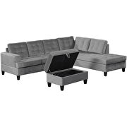 U-style gray fabric upholstery sectional sofa with storage ottoman by La Spezia additional picture 14