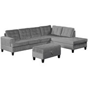 U-style gray fabric upholstery sectional sofa with storage ottoman by La Spezia additional picture 6