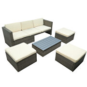 U_style 5-piece patio wicker set sofa with adustable backrest beige cushions ottomans and lift top coffee table by La Spezia additional picture 2