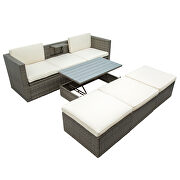 U_style 5-piece patio wicker set sofa with adustable backrest beige cushions ottomans and lift top coffee table by La Spezia additional picture 5