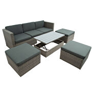 U_style 5-piece patio wicker set sofa with adustable backrest gray cushions ottomans and lift top coffee table by La Spezia additional picture 2