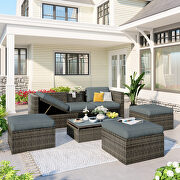 U_style 5-piece patio wicker set sofa with adustable backrest gray cushions ottomans and lift top coffee table by La Spezia additional picture 12