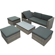 U_style 5-piece patio wicker set sofa with adustable backrest gray cushions ottomans and lift top coffee table by La Spezia additional picture 4