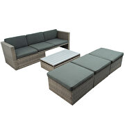 U_style 5-piece patio wicker set sofa with adustable backrest gray cushions ottomans and lift top coffee table by La Spezia additional picture 7
