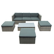 U_style 5-piece patio wicker set sofa with adustable backrest gray cushions ottomans and lift top coffee table by La Spezia additional picture 9