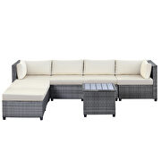 Ustyle 7 piece rattan sectional seating group with cushions, outdoor ratten sofa additional photo 4 of 7