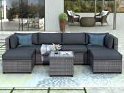 Ustyle 7 piece rattan sectional seating group with cushions, outdoor ratten sofa by La Spezia additional picture 15