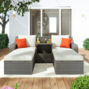U_style 3-piece patio wicker sofa set with beige cushions pillows ottomans and lift top coffee table by La Spezia additional picture 4