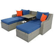 U_style 3-piece patio wicker sofa set with blue cushions pillows ottomans and lift top coffee table by La Spezia additional picture 2