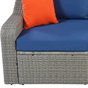 U_style 3-piece patio wicker sofa set with blue cushions pillows ottomans and lift top coffee table by La Spezia additional picture 4