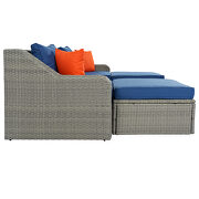 U_style 3-piece patio wicker sofa set with blue cushions pillows ottomans and lift top coffee table by La Spezia additional picture 8