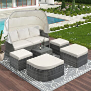 U_style outdoor patio wicker furniture set sunbed with beige cushions by La Spezia additional picture 2