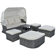 U_style outdoor patio wicker furniture set sunbed with beige cushions by La Spezia additional picture 8