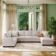 Beige fabric u-style modern large sectional sofa with extra wide chaise by La Spezia additional picture 8