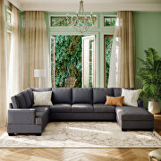 Gray fabric u-style modern large sectional sofa with extra wide chaise by La Spezia additional picture 4