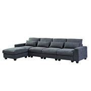Dark gray linen u-style feather filled sectional sofa with reversible chaise by La Spezia additional picture 2
