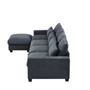 Dark gray linen u-style feather filled sectional sofa with reversible chaise by La Spezia additional picture 3